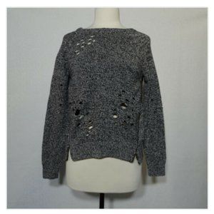 Express Size S Black White Distress Sweater Top